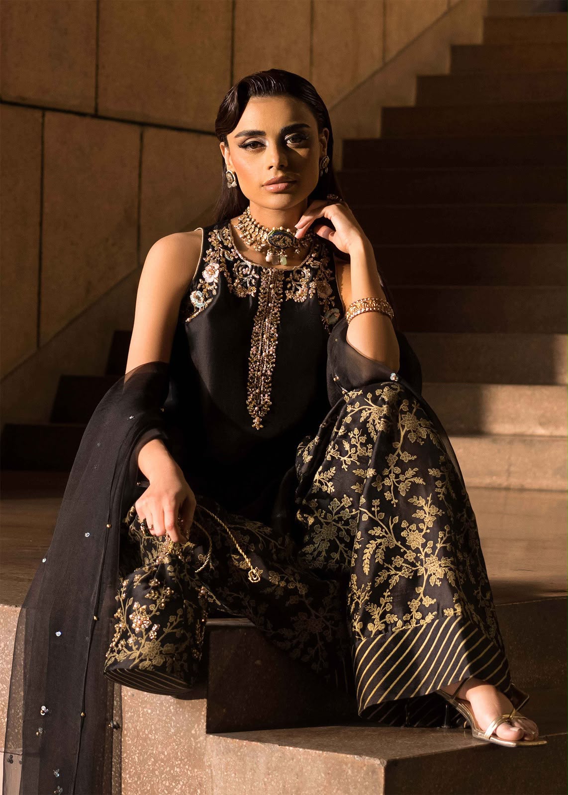 LAAM Shamooz Silk Addawork 3pc - Design 04