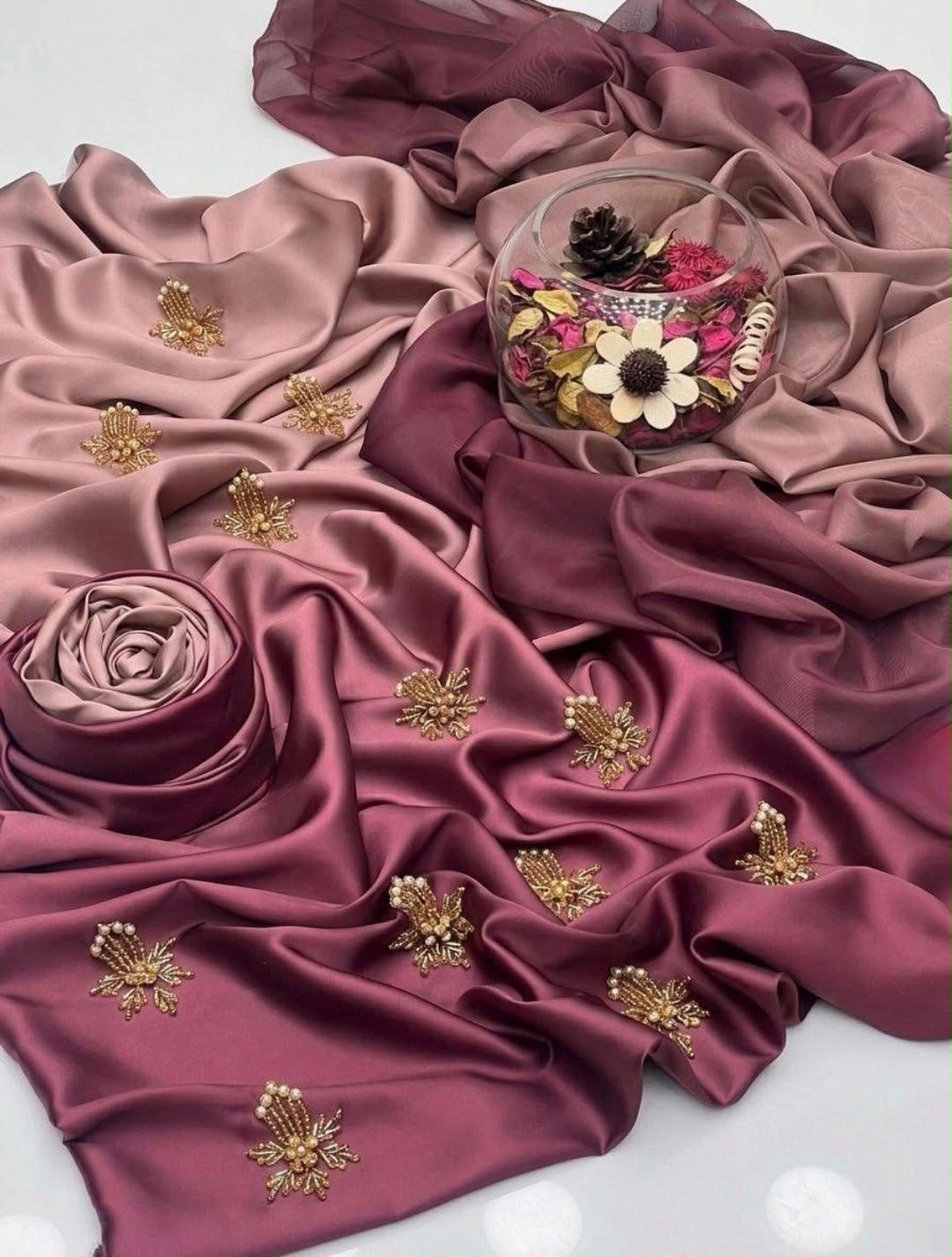 SHAMOZE SILK DIGITAL TIE AND DYE 3PC MARKET COPY - DUSTY PINK