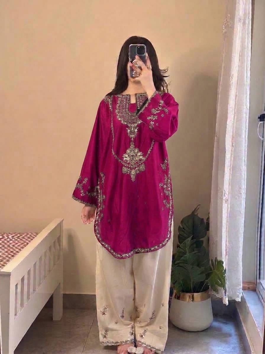 Urge Silk Embroidered Sequence 2pc - Design 08