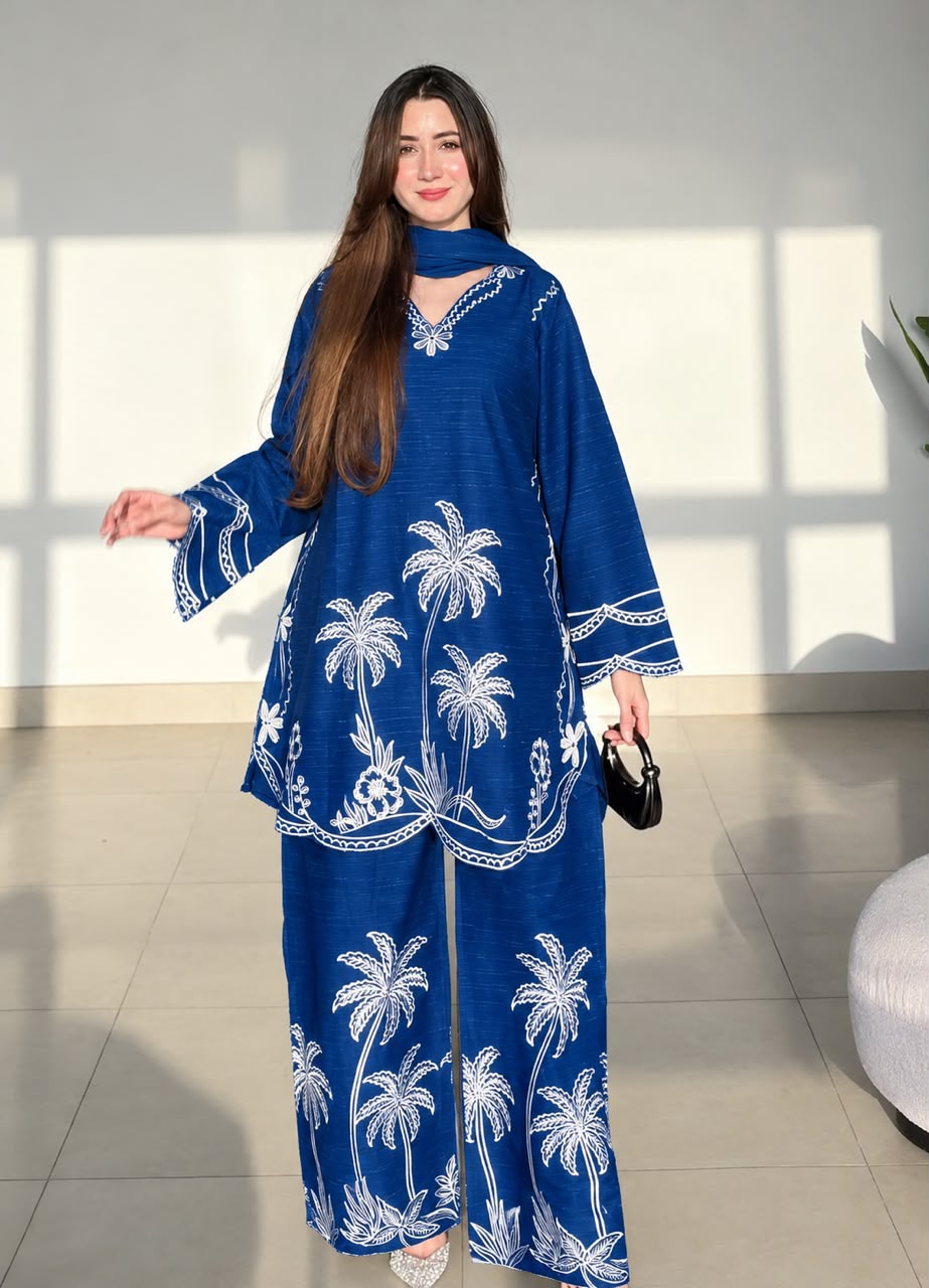 Charizma Silk Embroidered 3PC Suit Polka Dot - DESIGN 03