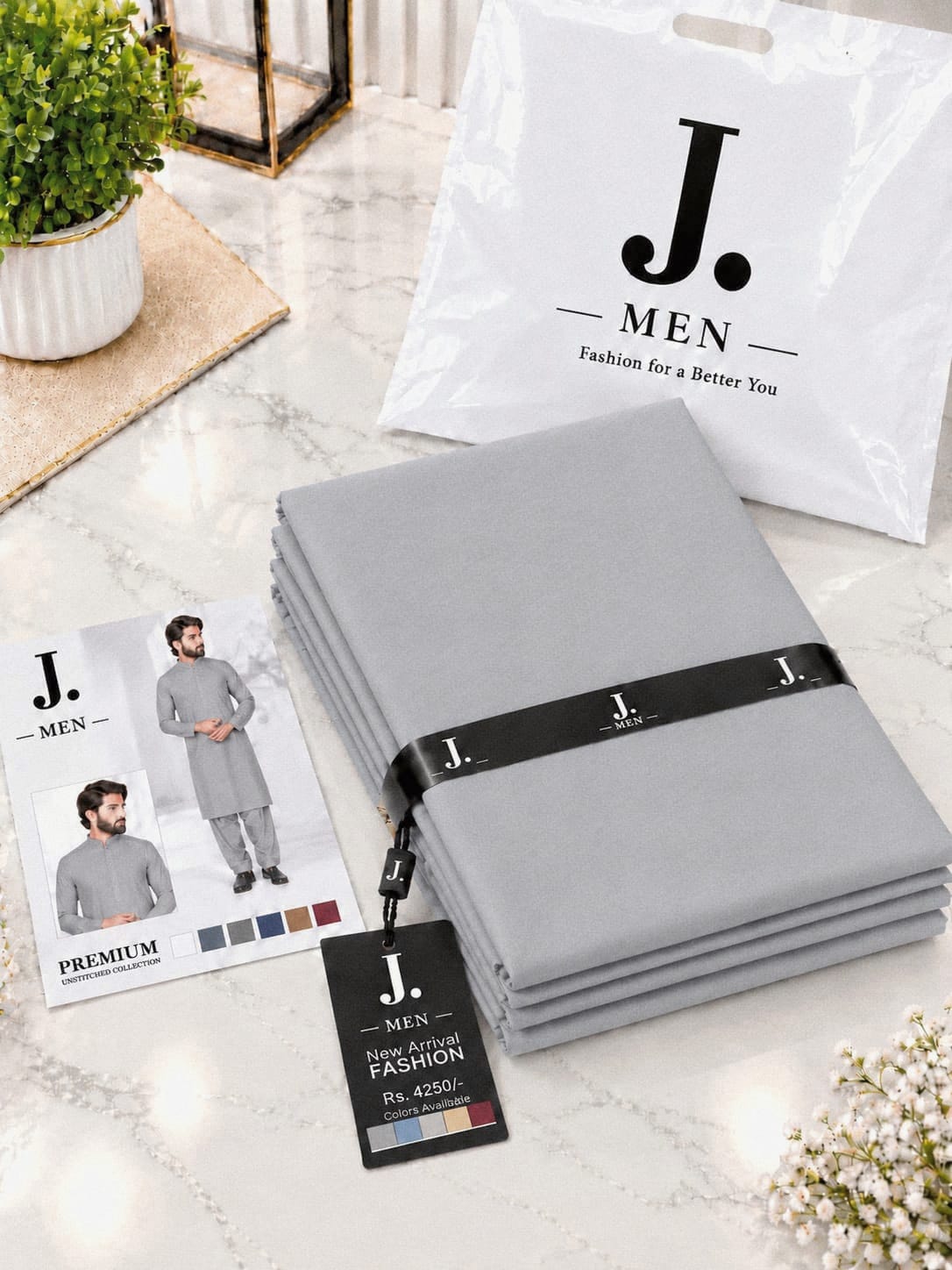 J. Junaid Jamshed Men SS26 Soft Cotton Unstitched - Design 07