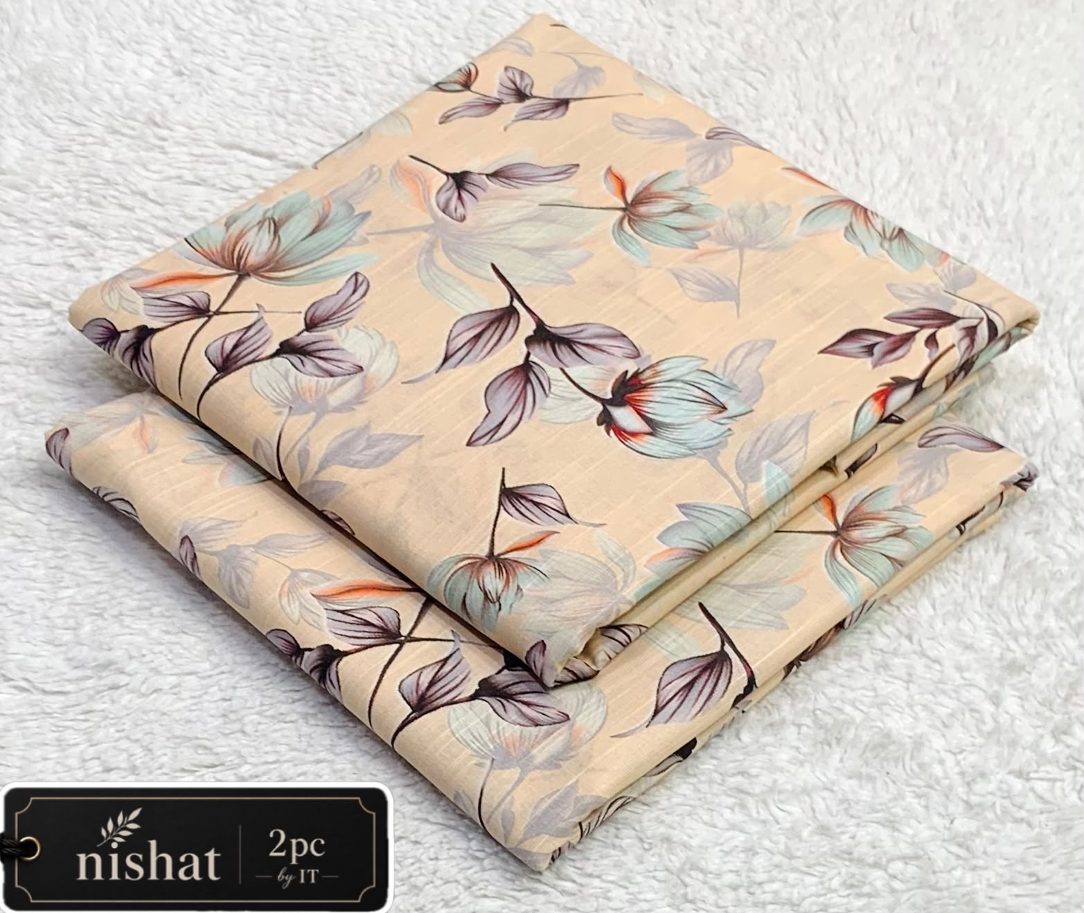 NISHAT ALLOVER KHADDAR 2PC BY IT - PEACH FLORAL