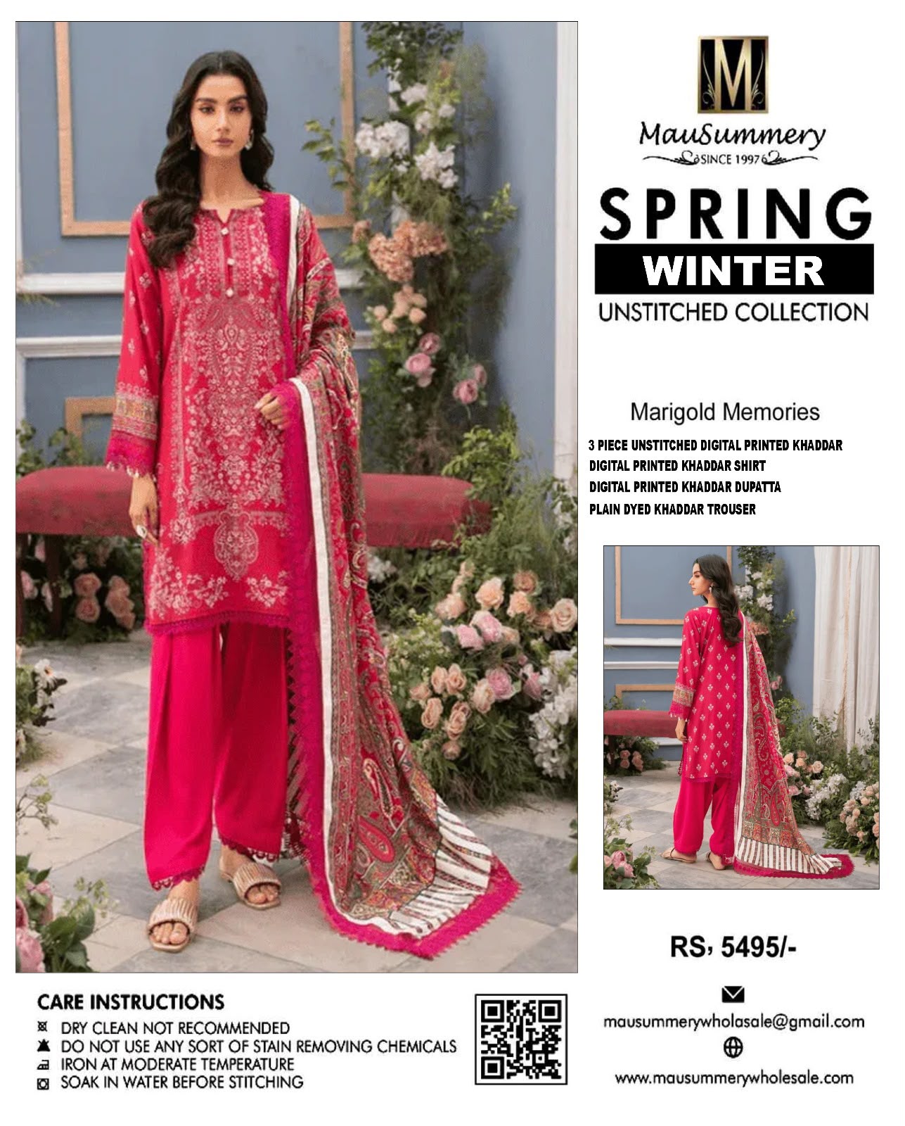 Mausummery Khaddar Digital Print 3pc - Design 03