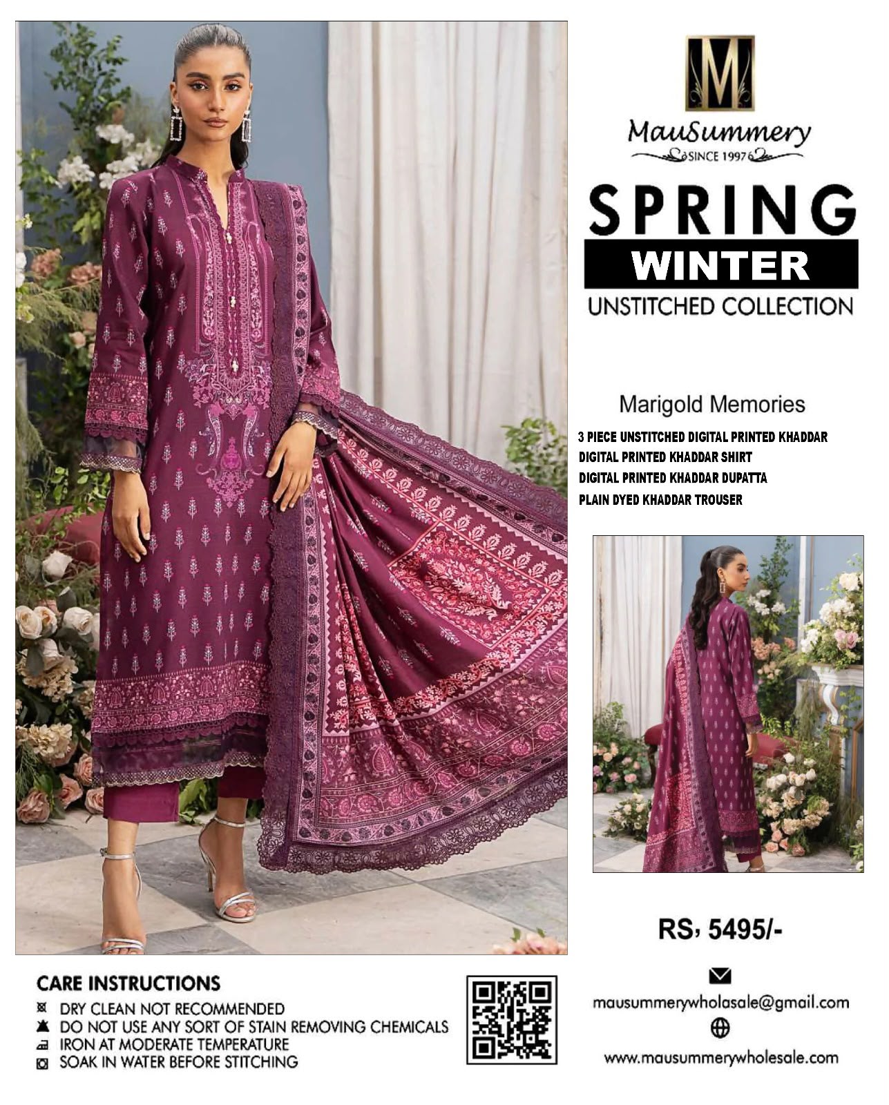 Mausummery Khaddar Printed 3PC Suit - DESIGN 04