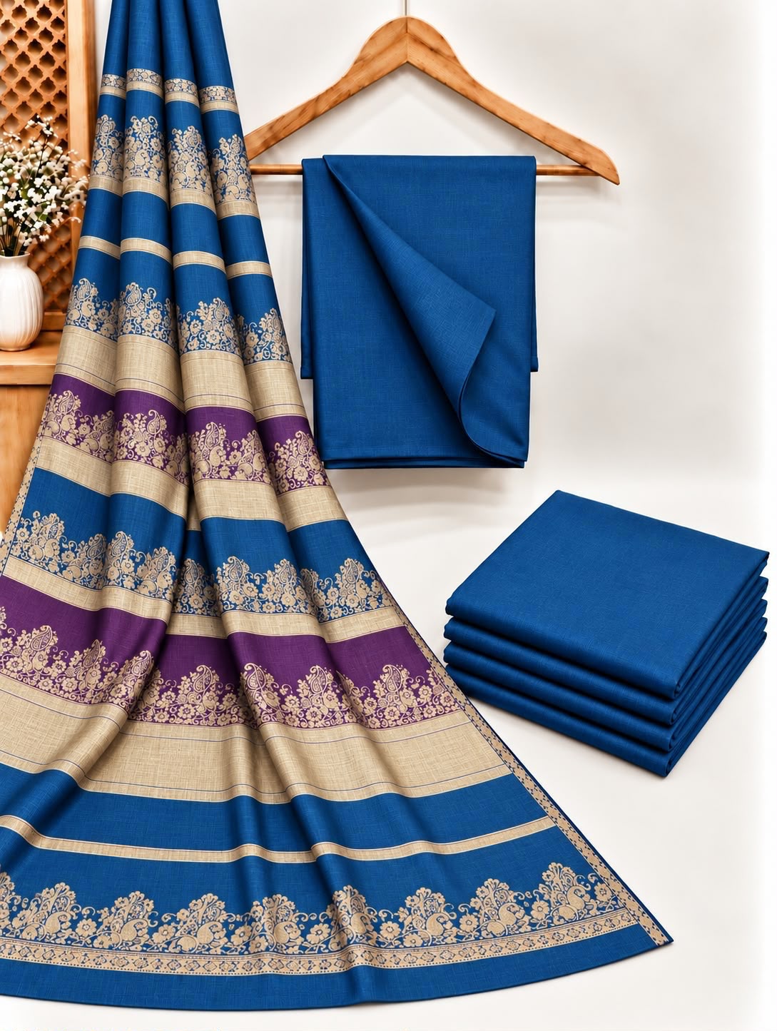 Most Hit Dyed Airjet Dhanak with Wool Shawl - Design 05