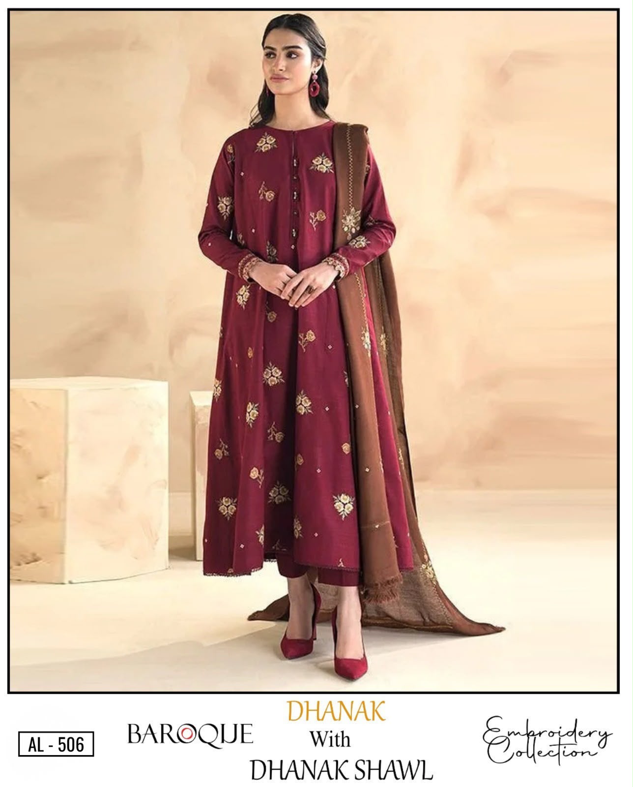 Zara Shah Dhanak Embroidered 3PC Suit D#AL841 - DESIGN 03