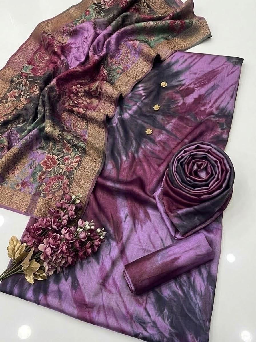 Digital Printed Shamoz Silk 3pc Suit - DESIGN 50