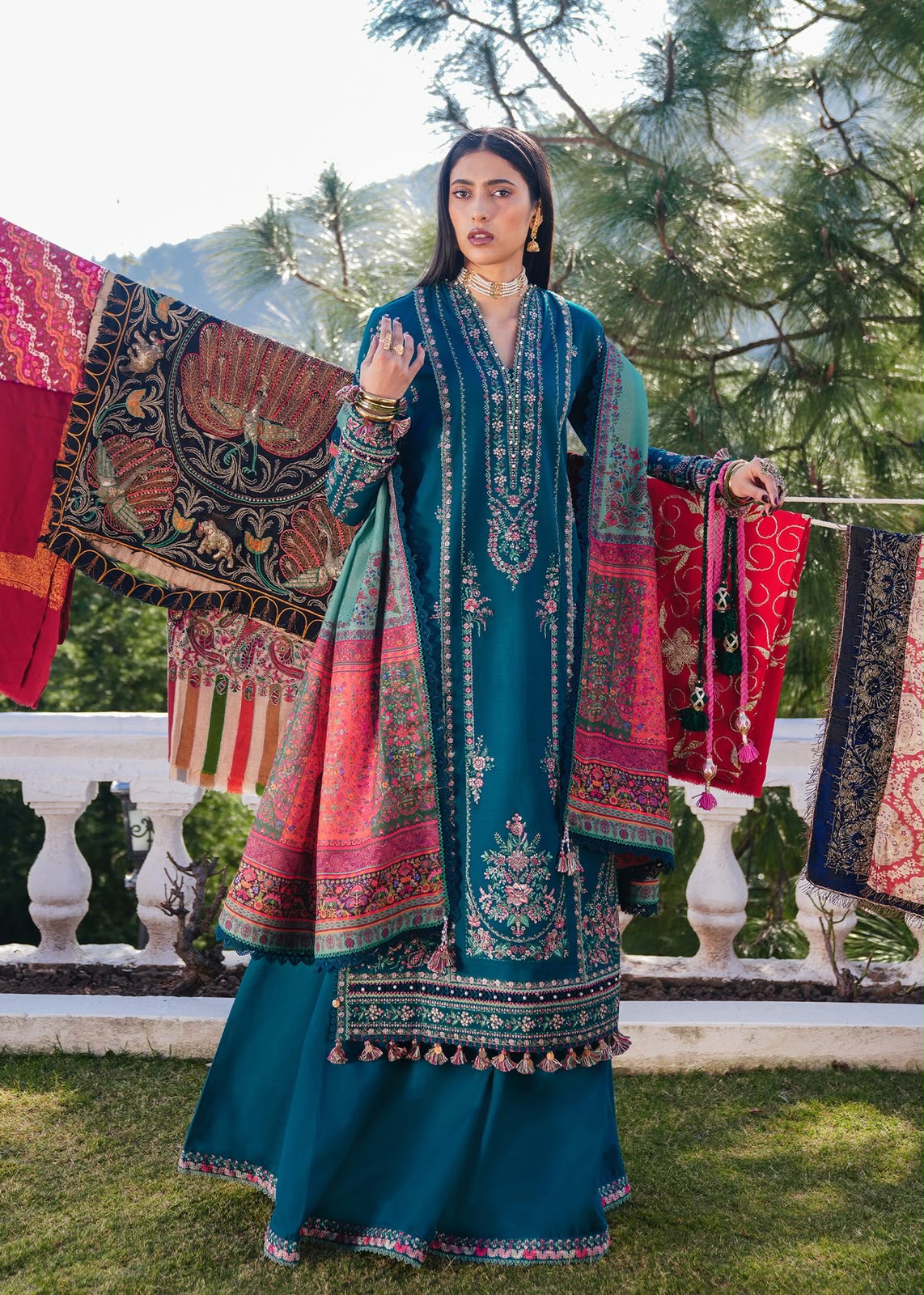 Hussain Rehar Dhanak Embroidered 3PC Suit D#3071 - DESIGN 02