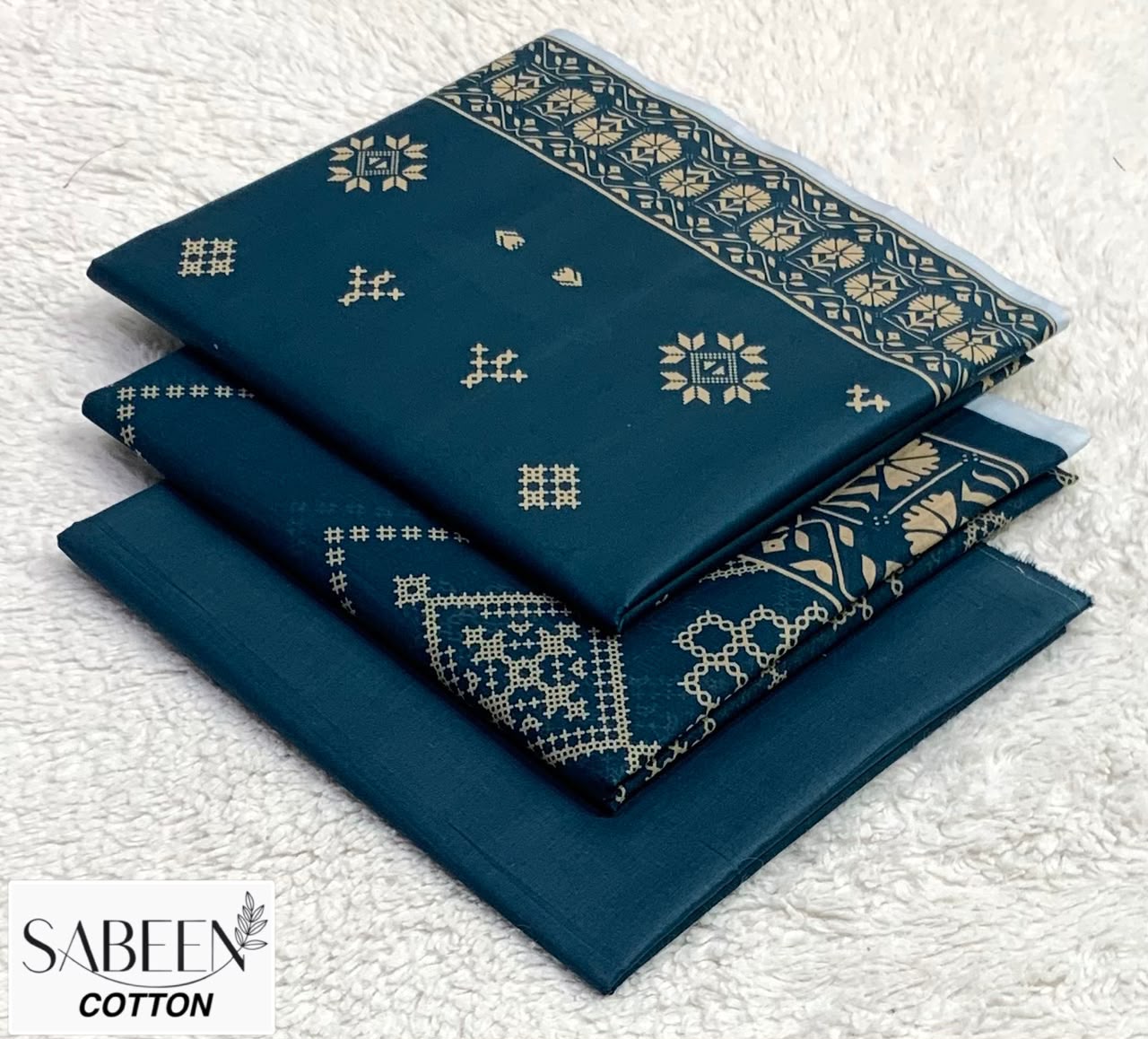 SABEEN COTTON ORIGINAL 3PC - TEAL BLUE