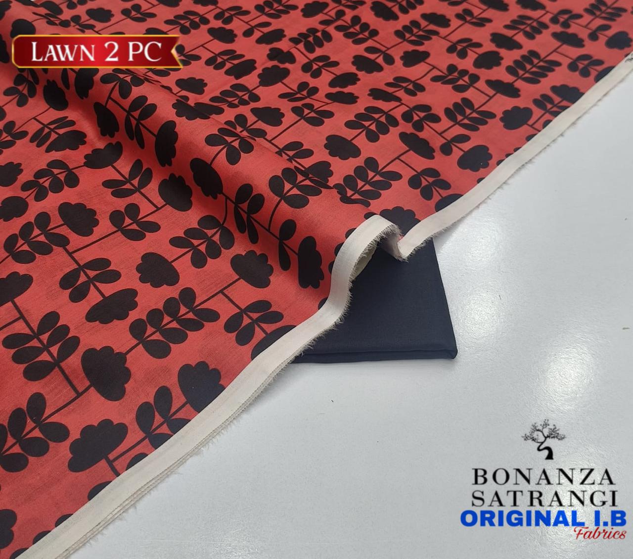 BONANZA 2PC LAWN SUMMER COLLECTION - CORAL BLACK