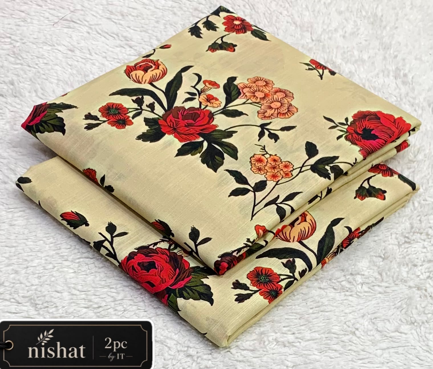 NISHAT ALLOVER KHADDAR 2PC BY IT - CREAM ROSE