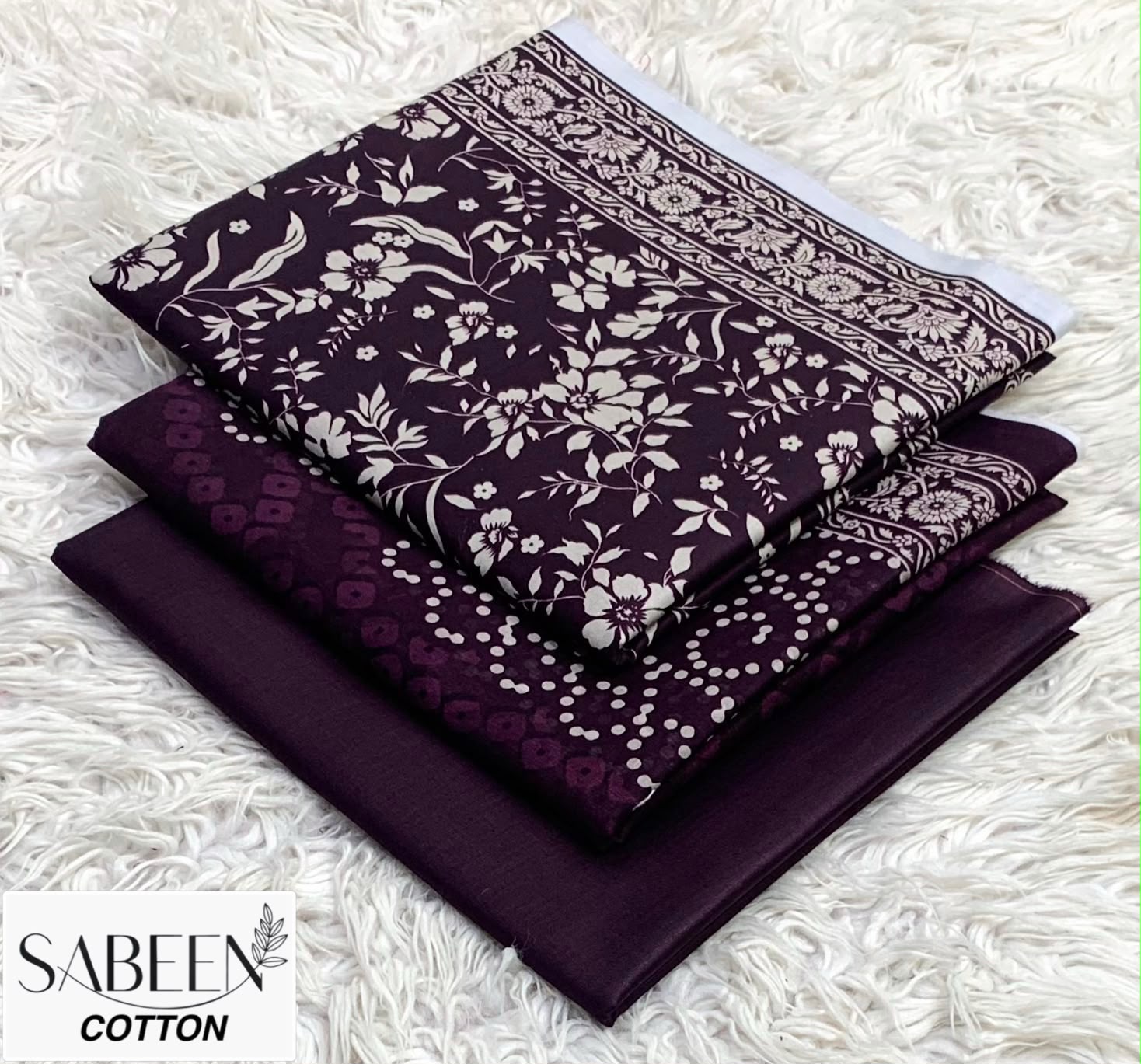 SABEEN COTTON ORIGINAL 3PC - PURPLE