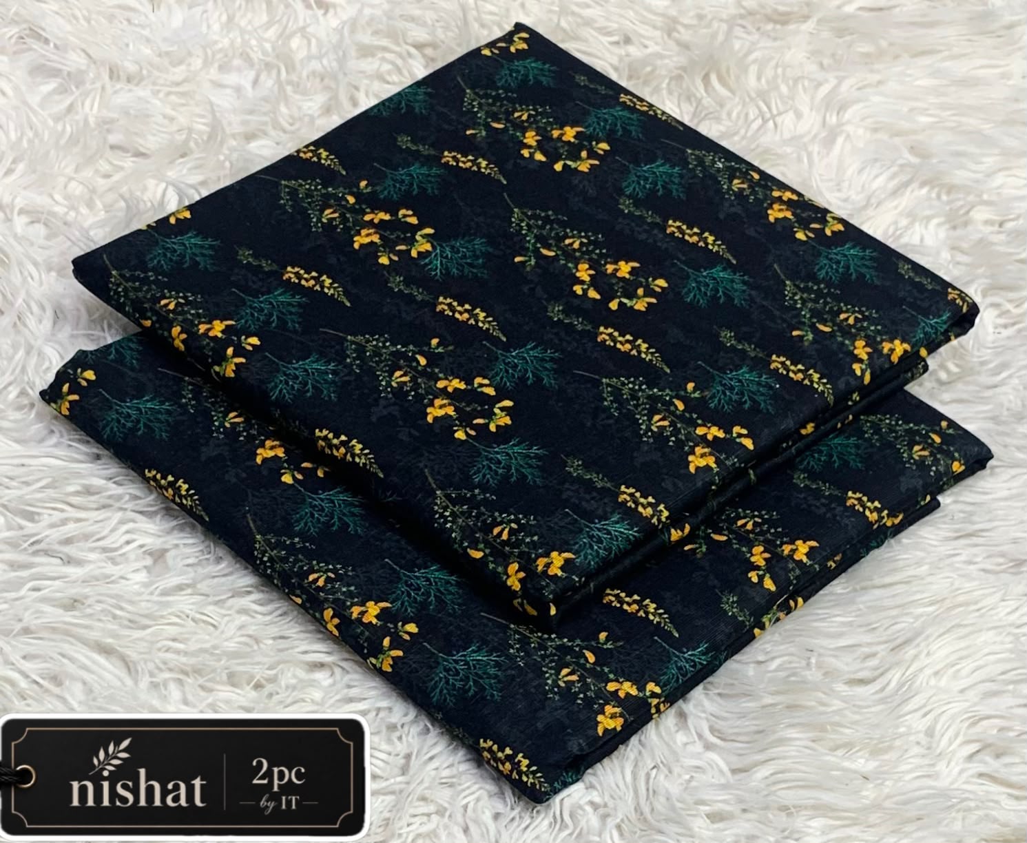 NISHAT ALLOVER KHADDAR 2PC BY IT - BLACK GOLD