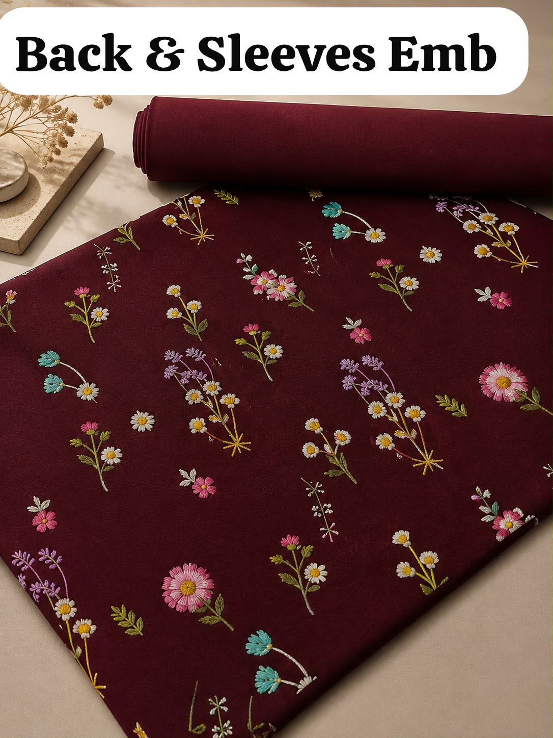 INDIAN BOTY EMBROIDERED DHANAK 2PC - MAROON