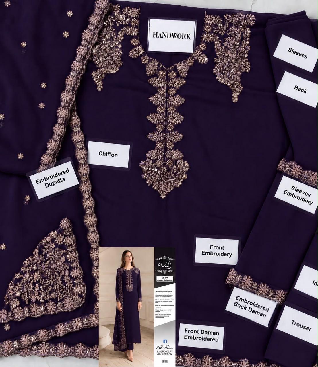 Iznik UE-479 Luxury Formals Chiffon 3pc - DESIGN 06