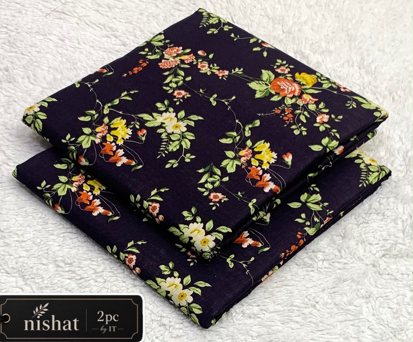 NISHAT ALLOVER KHADDAR 2PC BY IT - NAVY FLORAL
