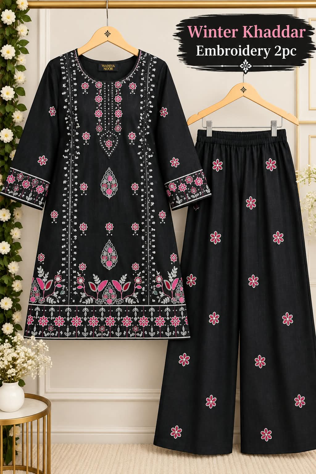 WINTER KHADDAR EMBROIDERY 2PC STITCHED - BLACK