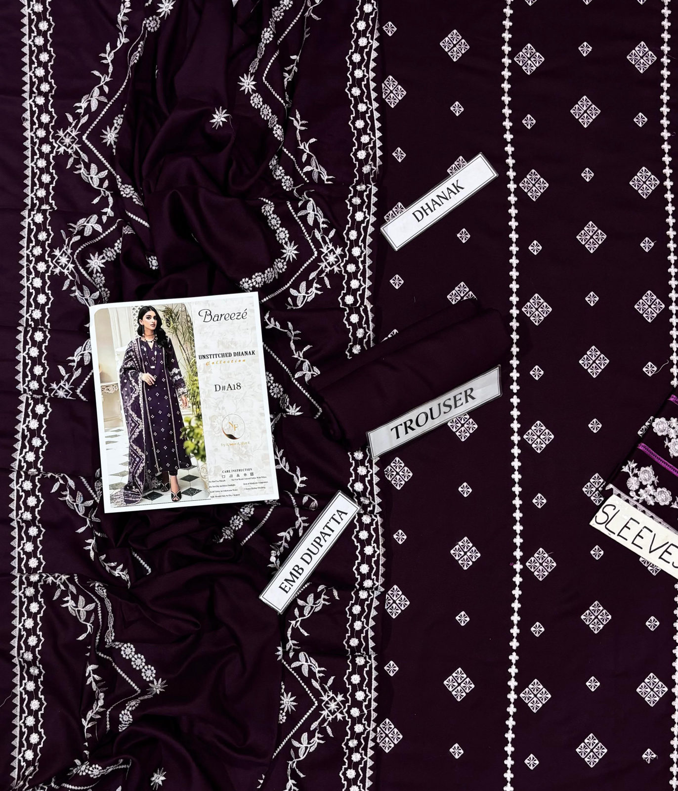 Bareeze Dhanak Embroidered 3PC Suit D#A18 - DESIGN 03