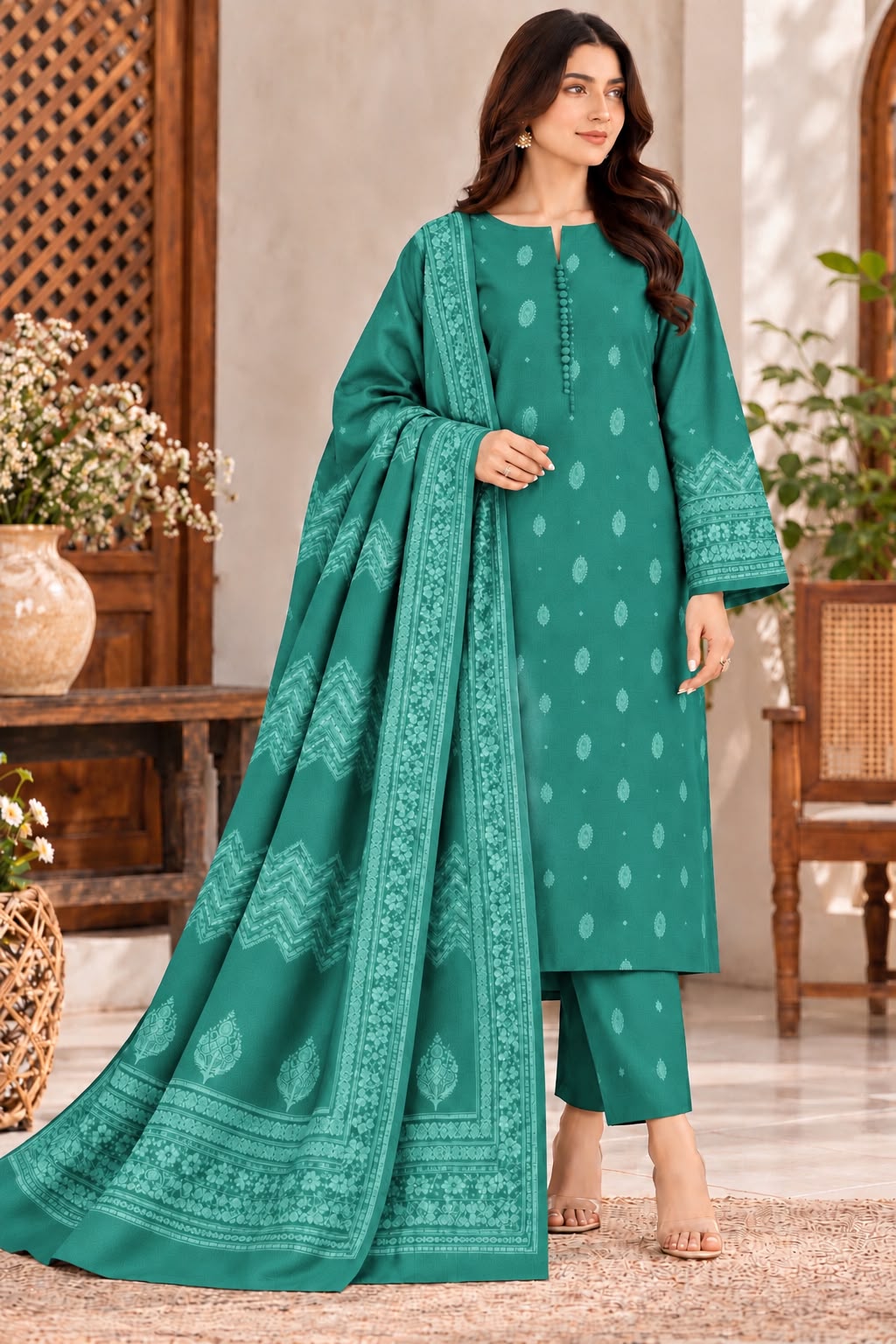 Bareeze Jacquard Dhanak 3pc - Design 08