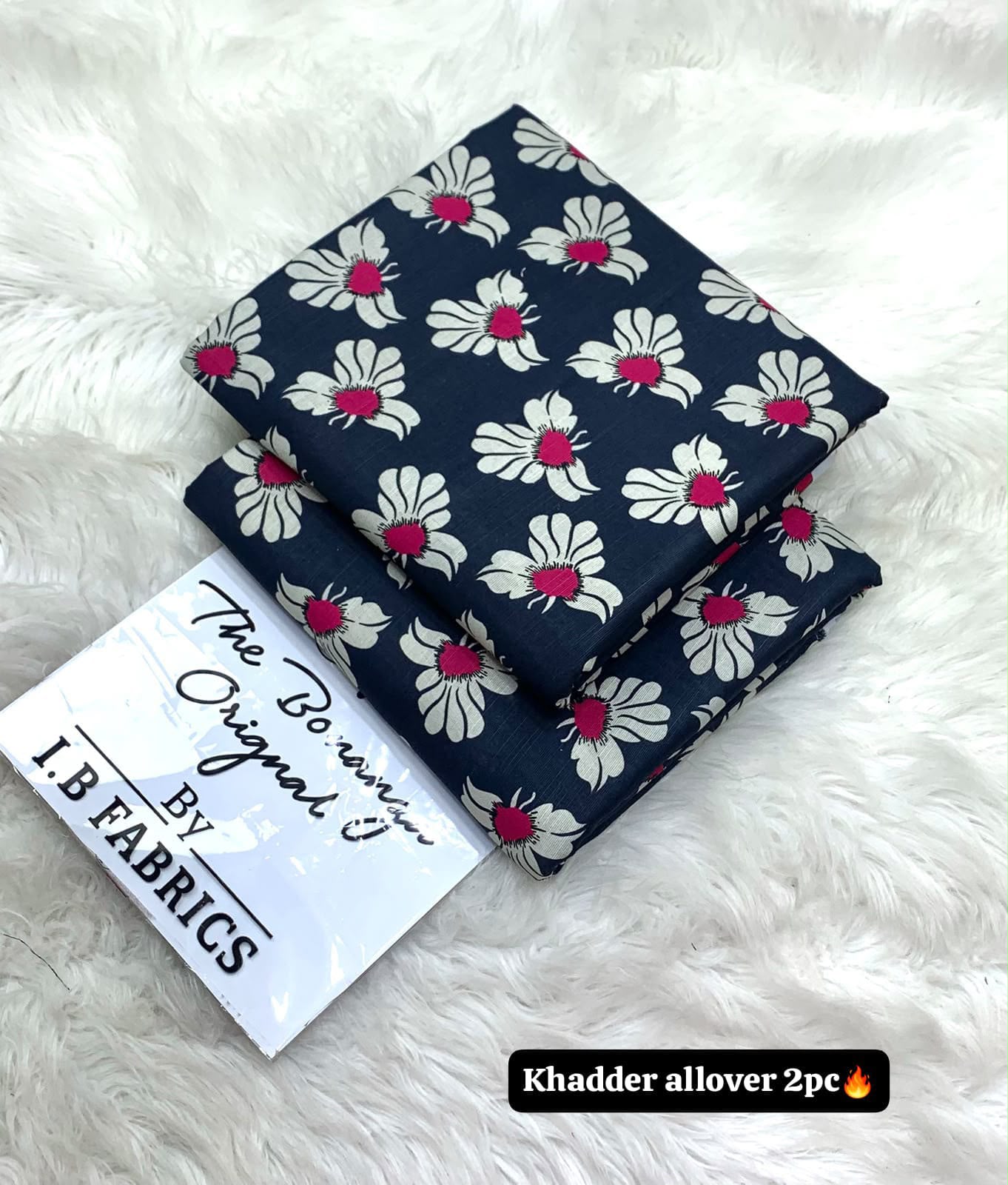 BONANZA 2PC KHADDAR ALLOVER ORIGINAL - NAVY FLORAL