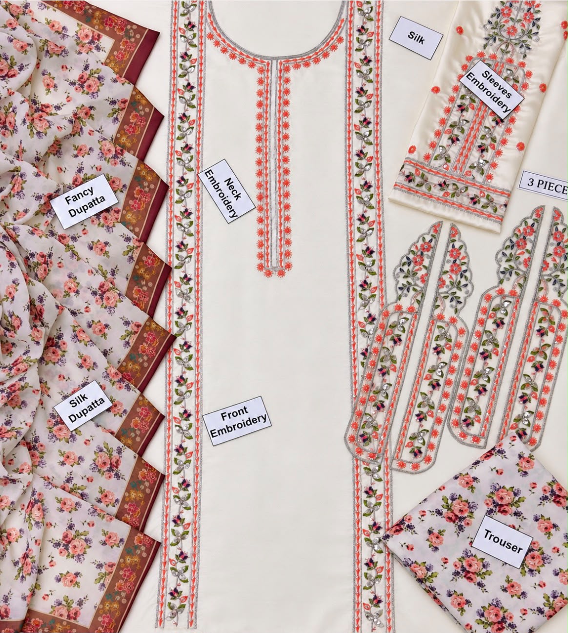Aneela Silk Embroidered 3PC Suit - DESIGN 02