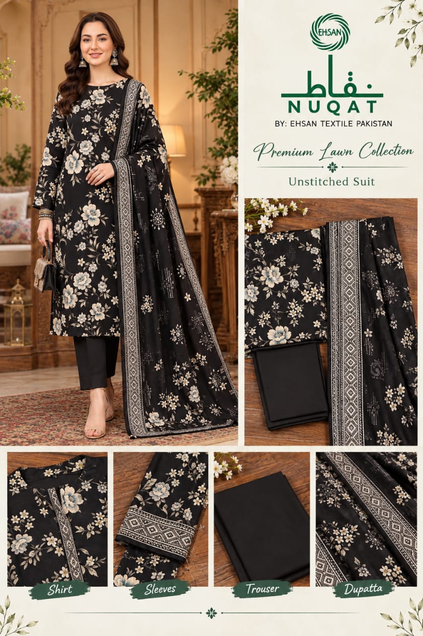 NUQAT by Ehsan Textiles Air Jet Lawn 3pc Vol 9 - DESIGN 05