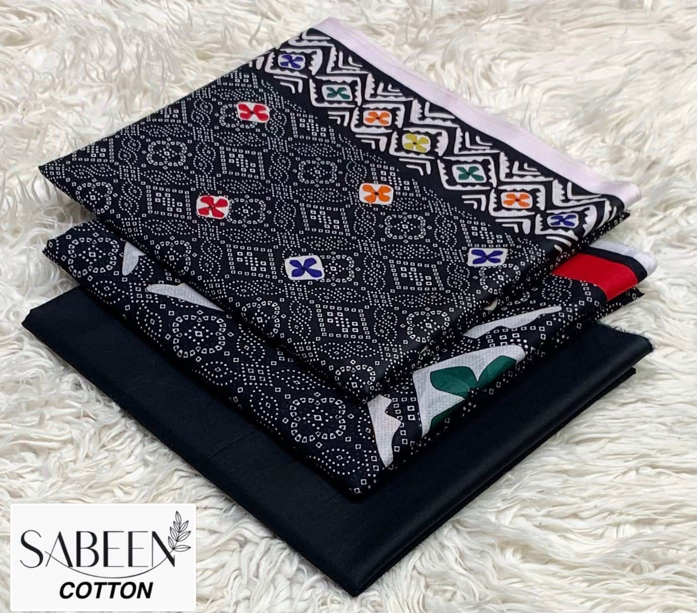 SABEEN COTTON ORIGINAL 3PC - BLACK NAVY