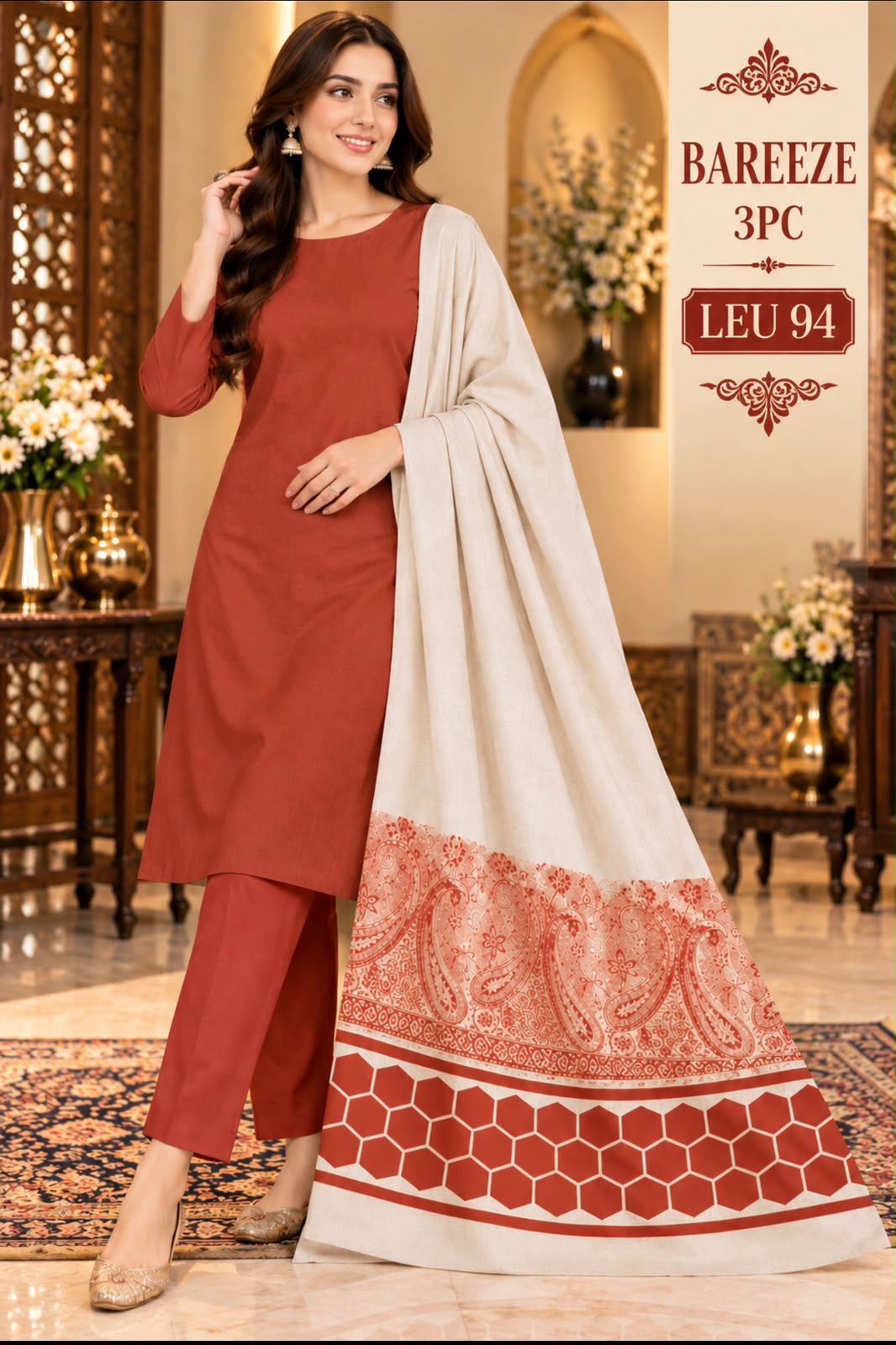 Bareeze Dhanak 3PC Suit D#LEU-94 - DESIGN 04