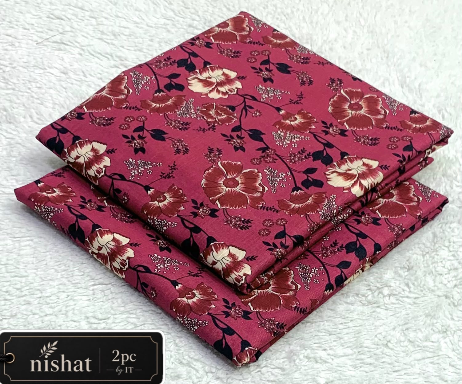NISHAT ALLOVER KHADDAR 2PC BY IT - WINE