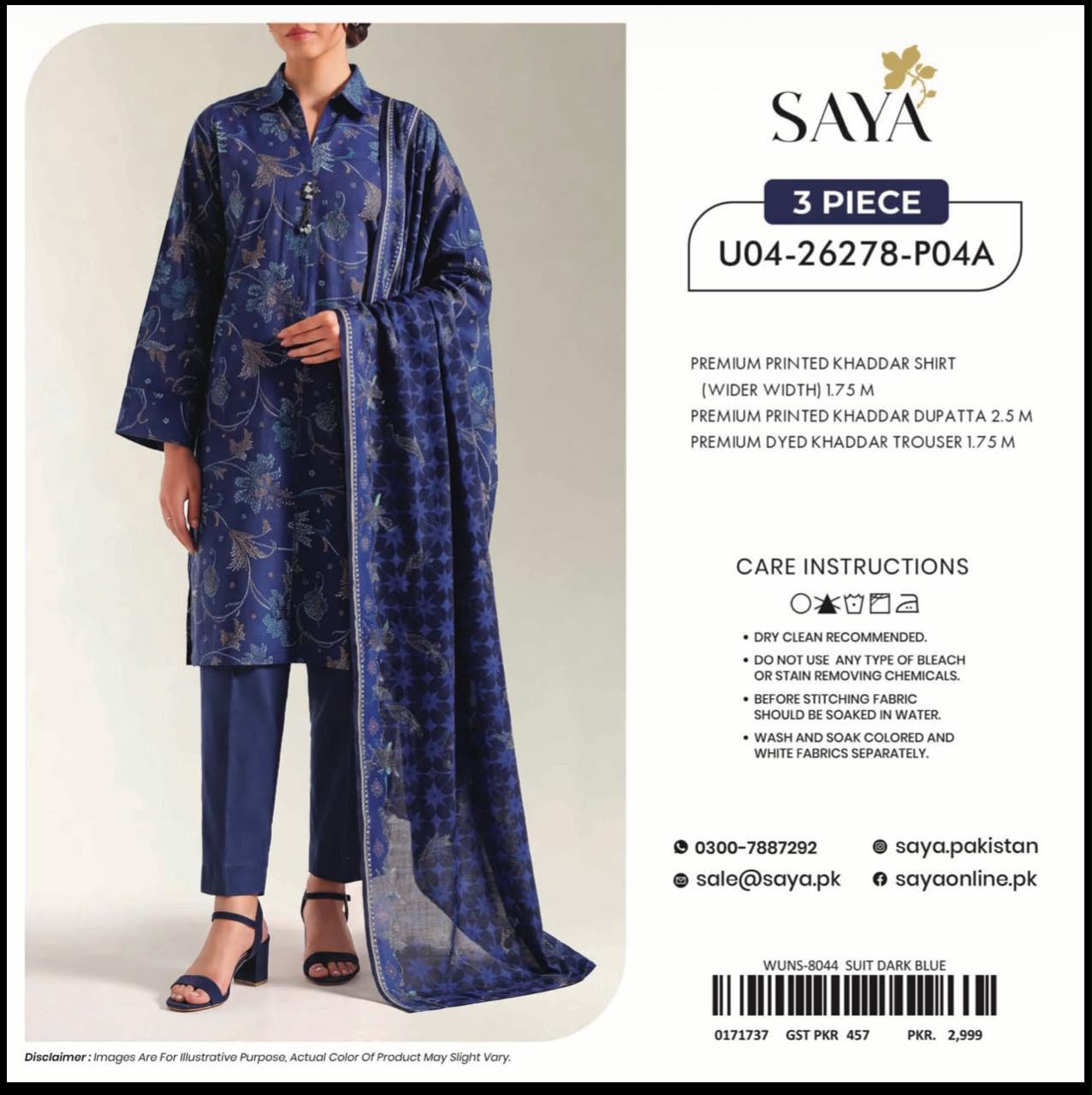 Azure Chiffon Unstitched Embroidered 3PC Suit - DESIGN 10