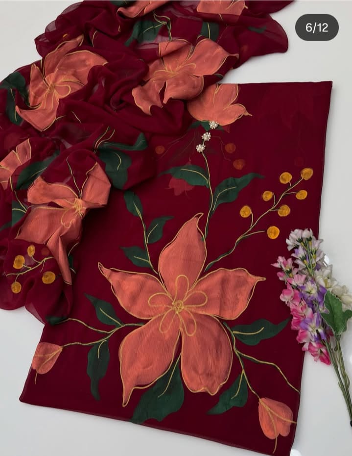 Digital Printed Shamoz Silk 3pc Suit - DESIGN 23