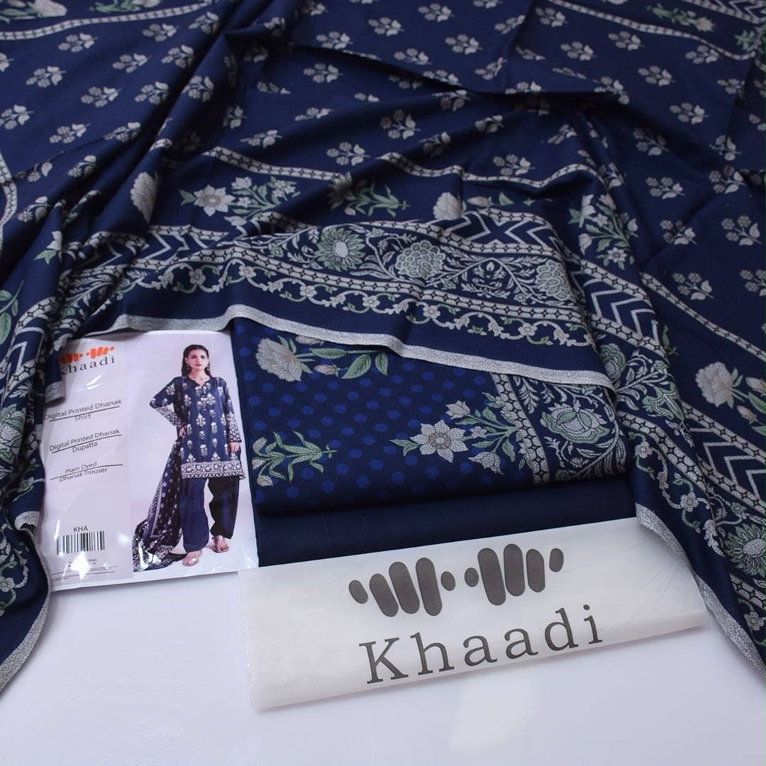 Khaadi Dhanak Printed 3PC Suit - DESIGN 01