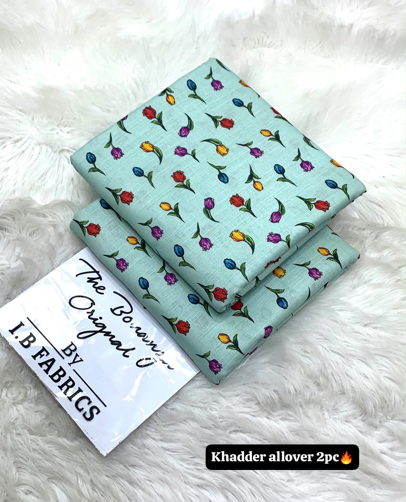 BONANZA 2PC KHADDAR ALLOVER ORIGINAL - AQUA PRINT