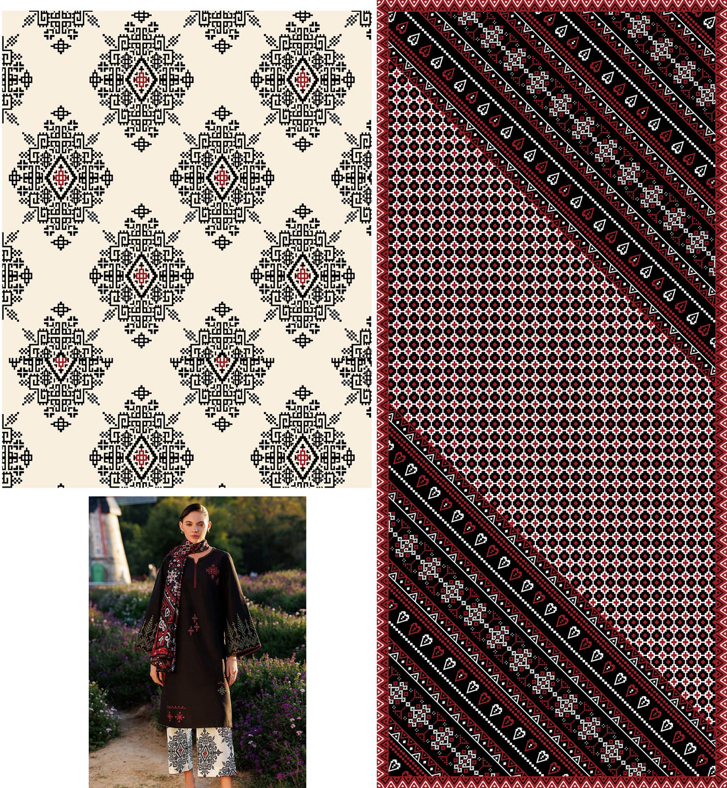 SHAMOOZ SILK DIGITAL PRINTED 3PC - DESIGN 03