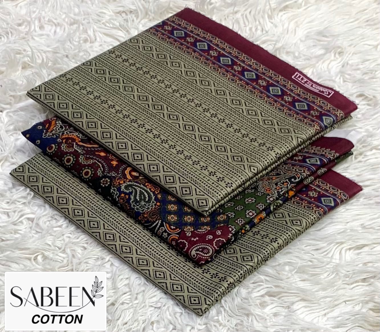 SABEEN COTTON ORIGINAL 3PC - OLIVE GREY