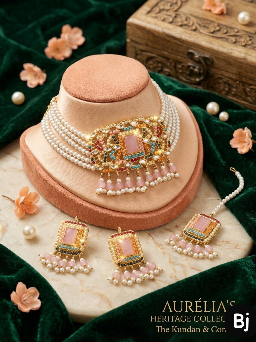 Kundan Choker Set with Earrings and Tika - DESIGN 01