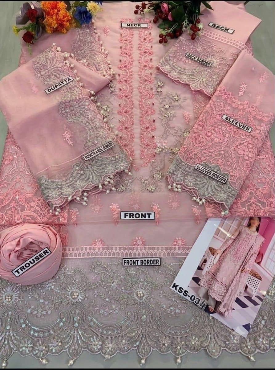 Elaaf Organza Embroidered 3PC Suit - DESIGN 01