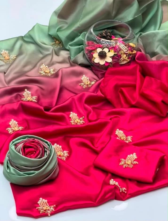 SHAMOZE SILK DIGITAL TIE AND DYE 3PC PREMIUM VERSION - GREEN RED 2