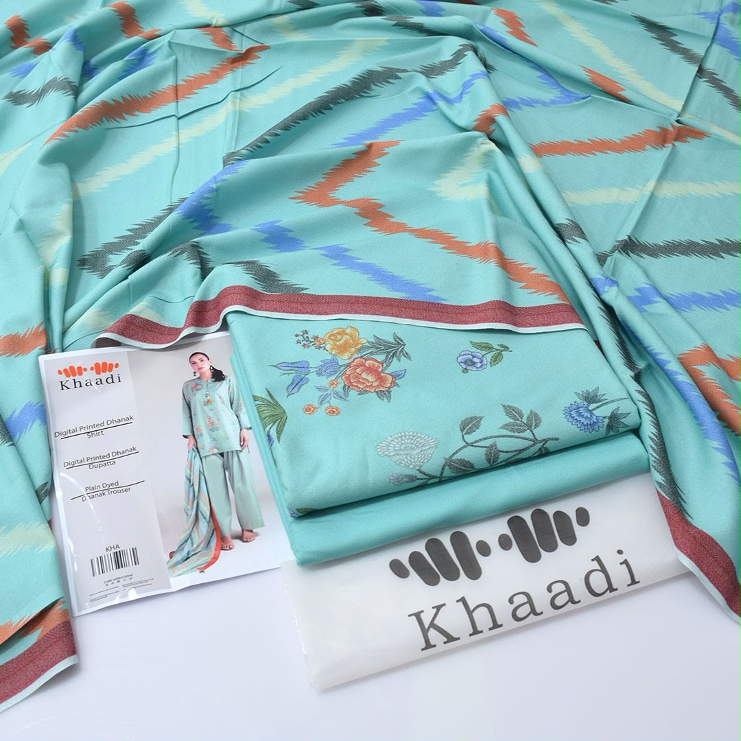 Khaadi Dhanak Printed 3PC Suit - DESIGN 04