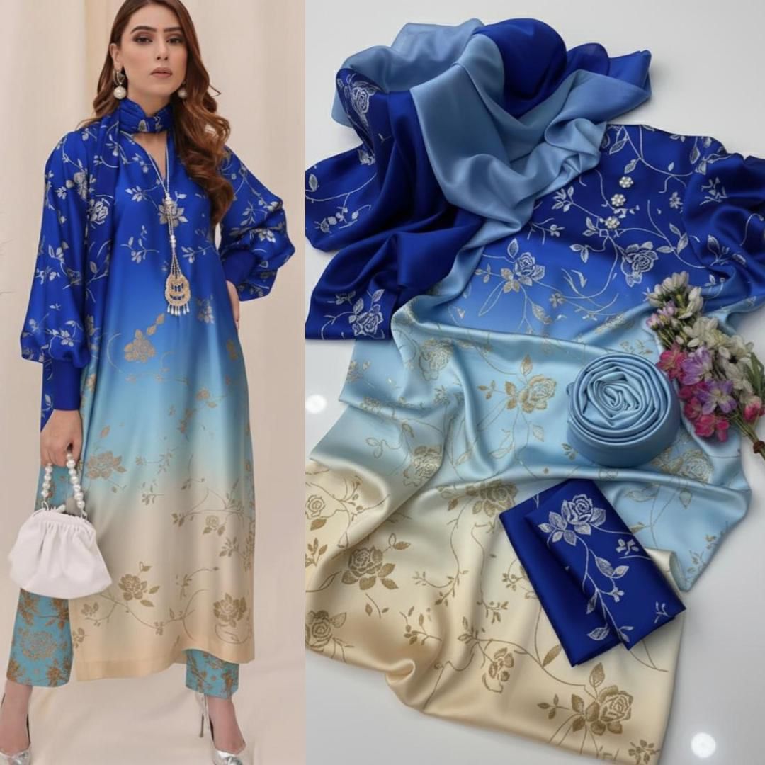 SHAMOOZ SILK DIGITAL PRINTED 3PC - DESIGN 24