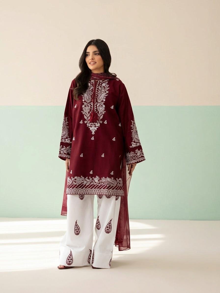Cotton Dori Latkan Heavy Embroidered 2pc Dress - DESIGN 01