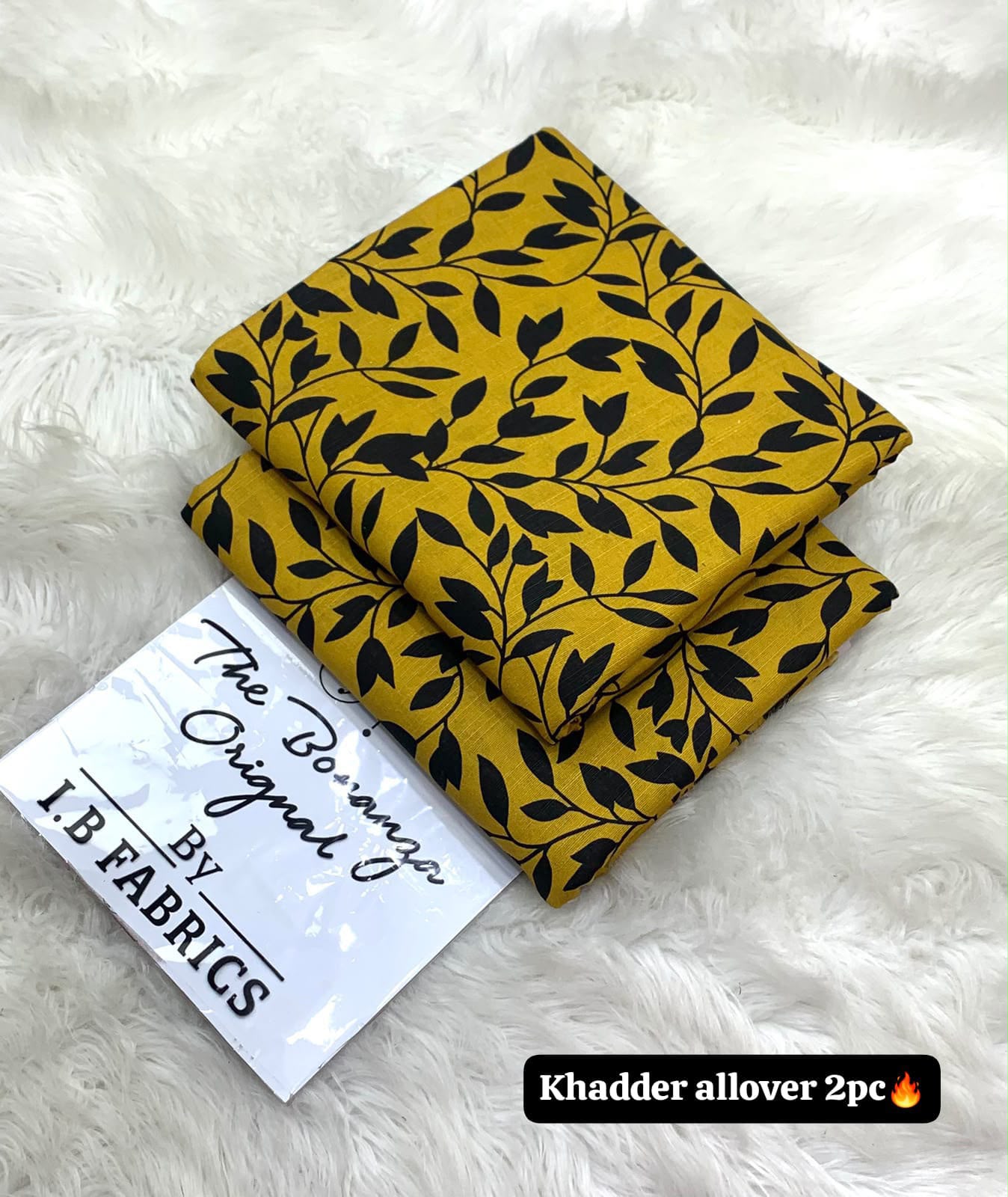 BONANZA 2PC KHADDAR ALLOVER ORIGINAL - MUSTARD LEAF