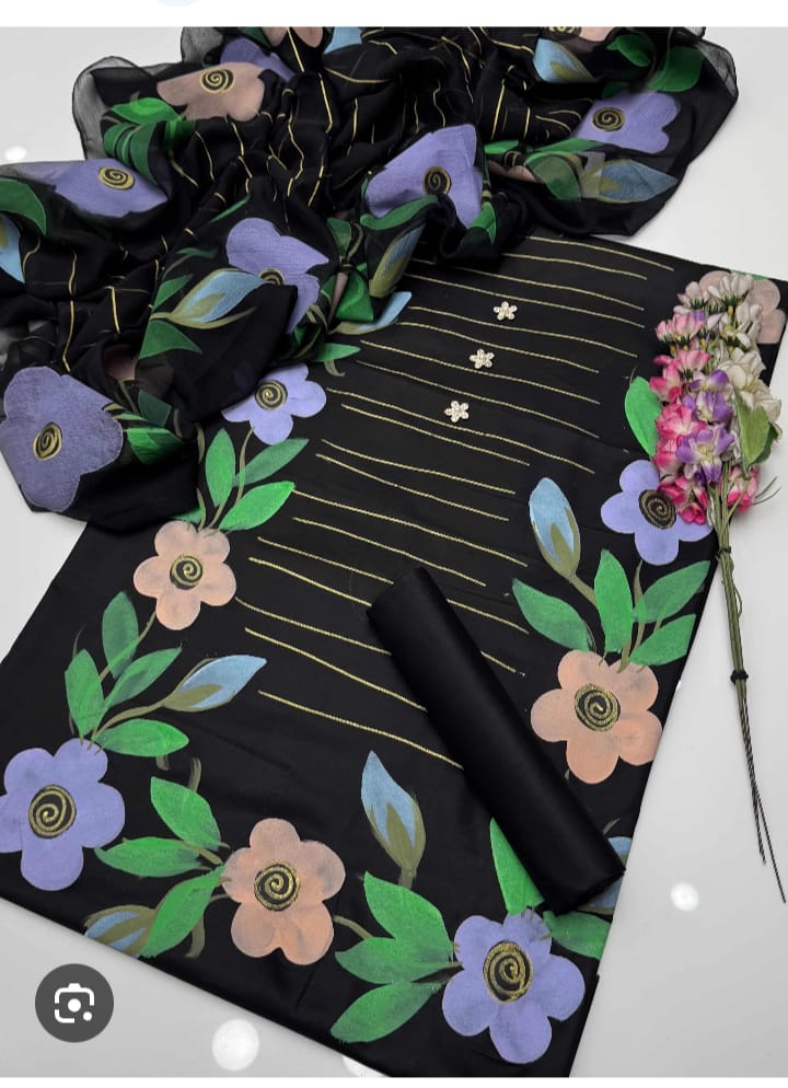 Digital Printed Shamoz Silk 3pc Suit - DESIGN 38