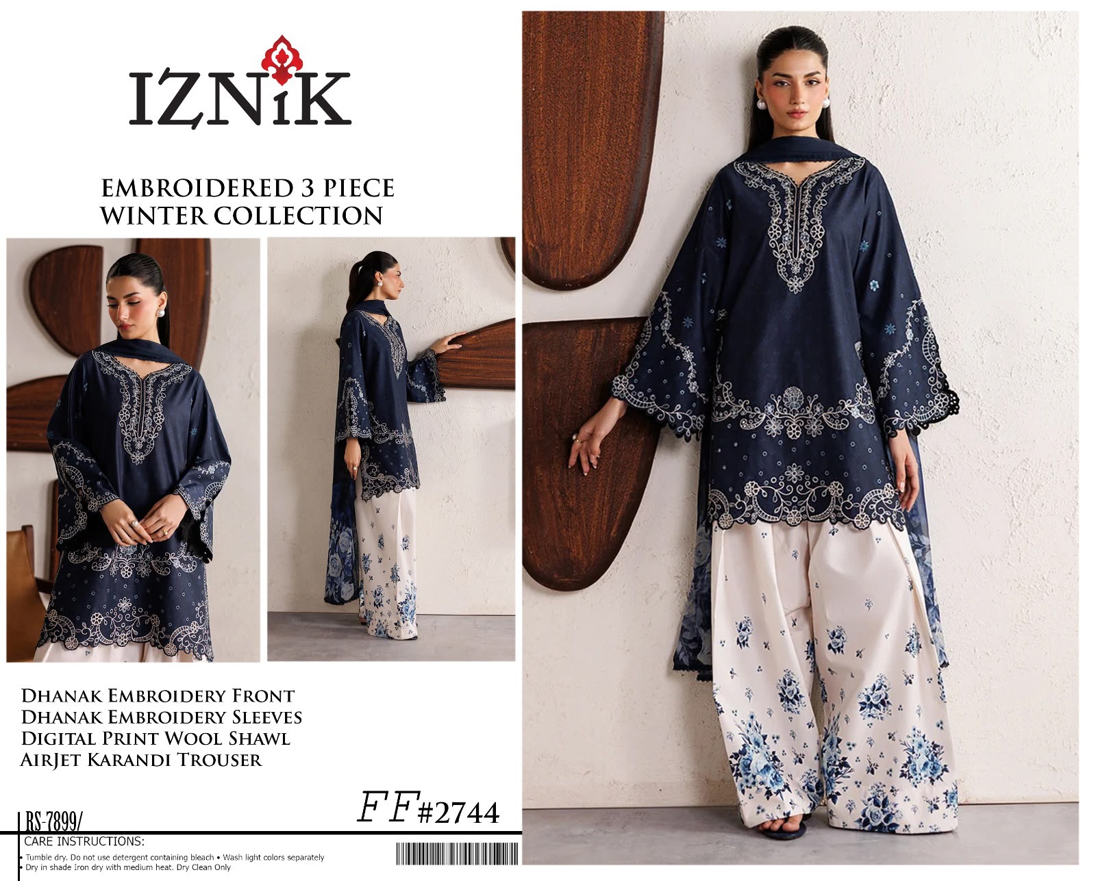 Shamoze Silk Tie Dye Handwork 3PC Suit - DESIGN 01