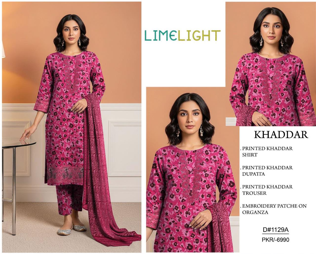 Indian Booti Dhanak Embroidered 3PC Suit - DESIGN 10