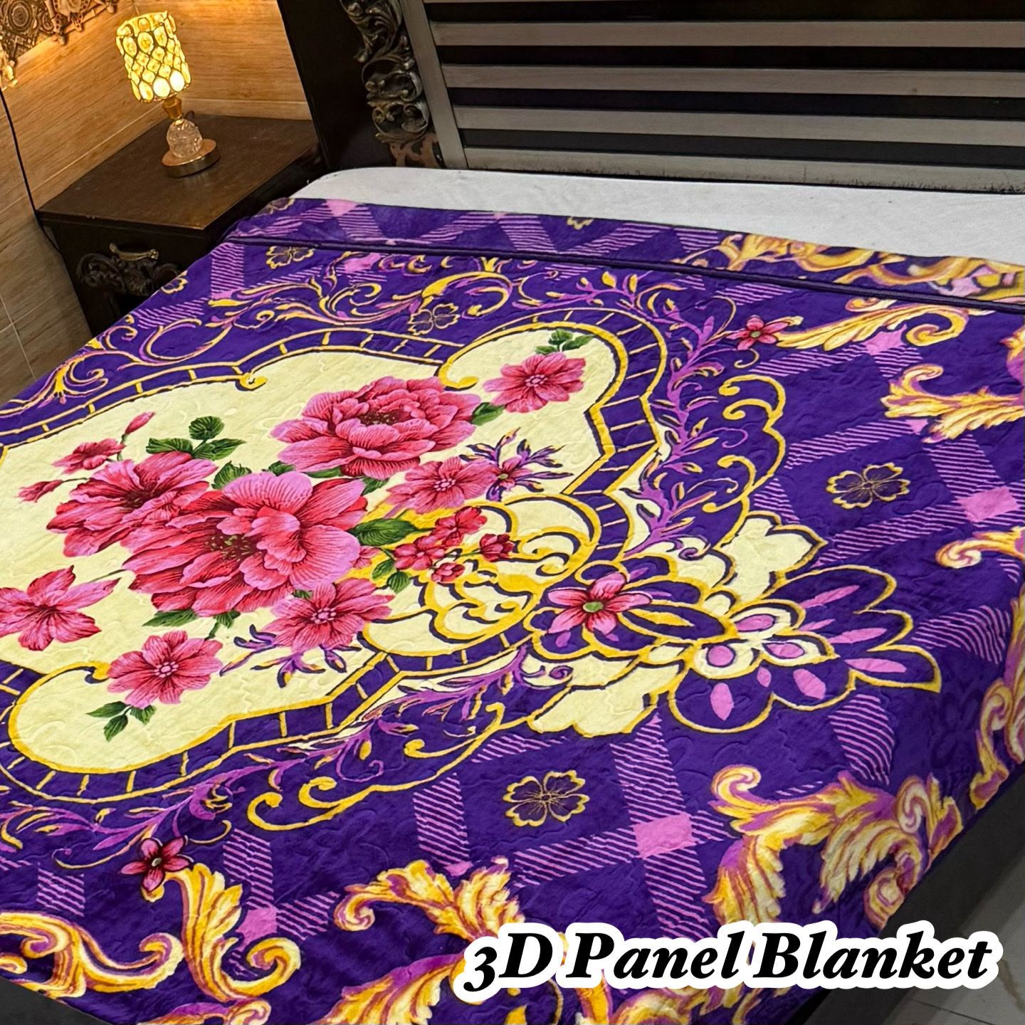 IRANI FOUR BORDER 3D PANEL EMBOSSED BLANKET DOUBLE BED - DESIGN 18