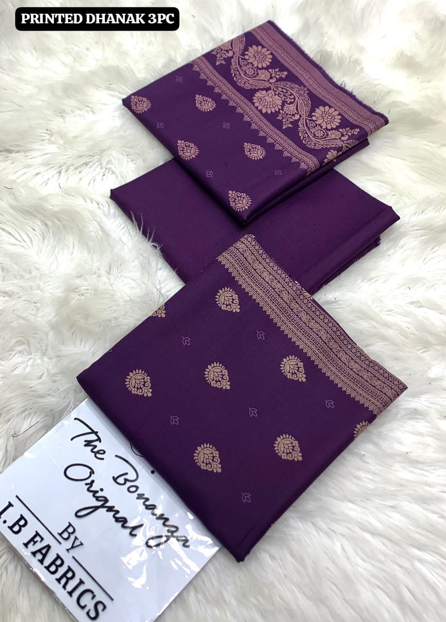 Bonanza Dhanak Printed 3PC Suit - DESIGN 08