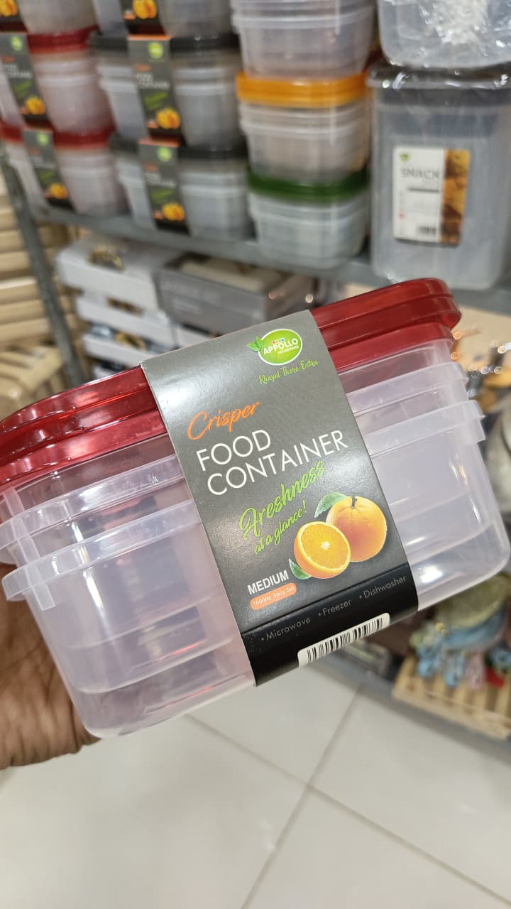 Apollo 3 Pcs Crisper Food Container 1000ml