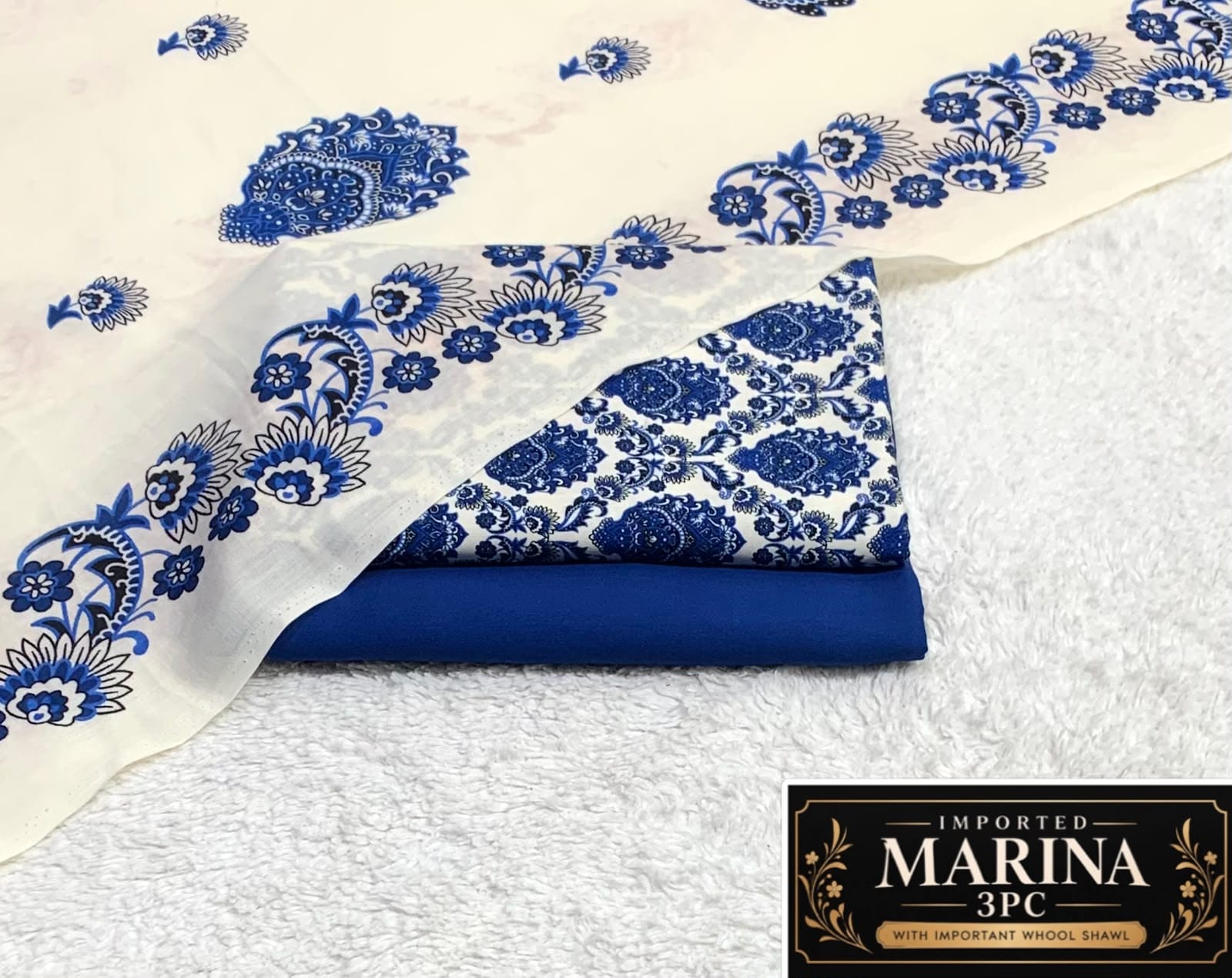 IMPORTED MARINA 3PC COLLECTION BY IT - CREAM BLUE