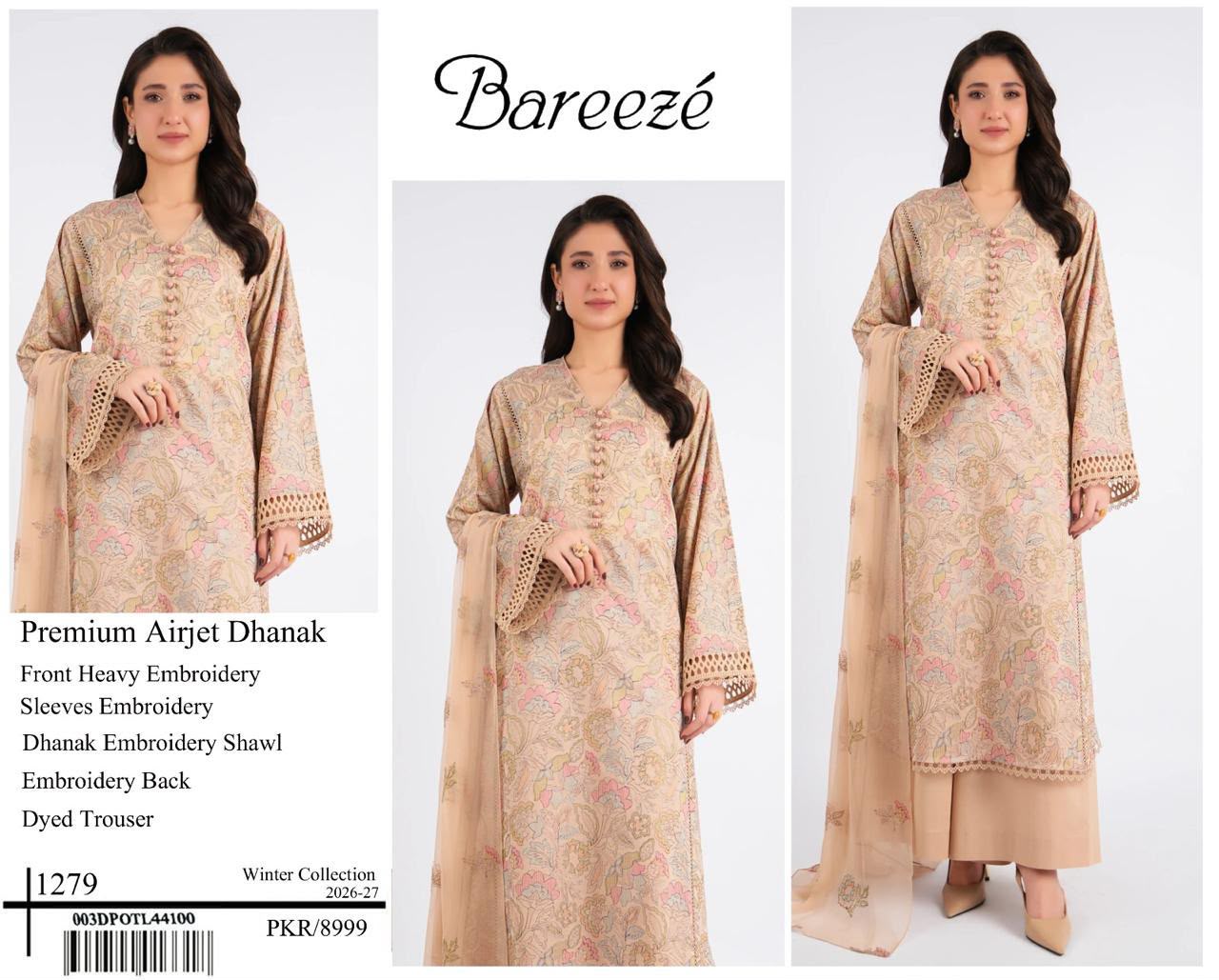 Bareeze Dhanak 3PC Suit - DESIGN 15